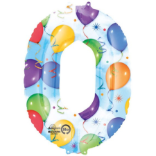 Óriás 0-ás szám Fólia lufi 88*63 cm party kellék