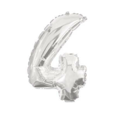 Óriás 4-es Silver szám Fólia lufi 85 cm party kellék