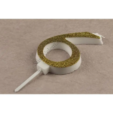  Óriás arany csillámos 6 számgyertya party kellék