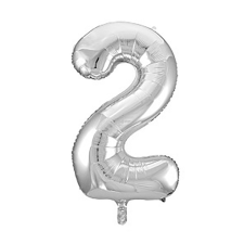 Óriás szám fólia lufi - 2 – Ezüst party kellék