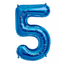 Óriás szám fólia lufi – 5 – Kék party kellék