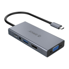 Orico Notebook Dokkoló - MC-U501P-GY/95/ (Bemenet: USB-C, Kimenet: USB-A/HDMI/VGA/Audio/PD, sötétszürke) laptop kellék