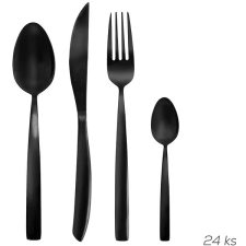 Orion BLACK LUXURE rozsdamentes acél evőeszközkészlet, 24 db tányér és evőeszköz