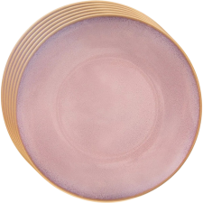 Orion Kerámia tálkészlet, rózsaszín máz, 27 cm, 6 db, rózsaszín tányér és evőeszköz