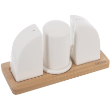 Orion WHITELINE Fűszertartó szett, porcelán / bambusz konyhai eszköz