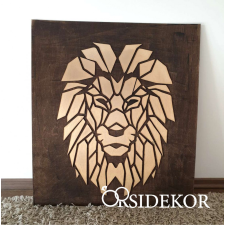 OrsiDekor 2 rétegű oroszlán falikép fából grafika, keretezett kép