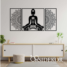 OrsiDekor 3 részes Buddha Mandala falikép fából grafika, keretezett kép