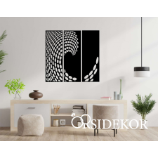 OrsiDekor 3 részes geometrikus hullám falikép fából grafika, keretezett kép