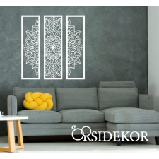 OrsiDekor 3 részes virágos mandala falikép fából grafika, keretezett kép