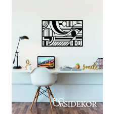 OrsiDekor Absztrakt geometrikus falikép fából grafika, keretezett kép