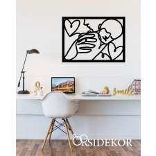 OrsiDekor Anya-gyerek vonalas falikép fából grafika, keretezett kép