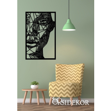 OrsiDekor Geometrikus női portré falikép fából grafika, keretezett kép