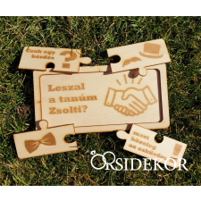 OrsiDekor Puzzle tanú felkérő fából, vőlegénynek dekorációs kellék