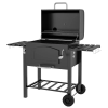 Osoam Faszéngrill BBQ-Grill és smoker egyben, állítható faszénrekesszel oldalsó polcokkal 124x66x112 cm fekete