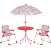 Osoam Gyerek asztal szétnyitható székekkel és napernyővel piros-rózsaszín kerti bútor 3-5 éveseknek