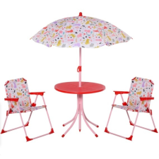 Osoam Gyerek asztal szétnyitható székekkel és napernyővel piros-rózsaszín kerti bútor 3-5 éveseknek kerti bútor