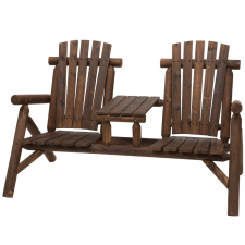 Osoam Kerti pad asztallal fa kerti ülőbútor 2 szék tömör fa barna 156x83x95 cm kerti bútor