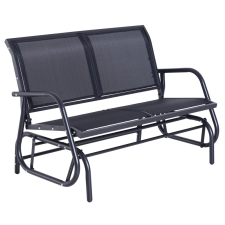 Osoam Kerti pad kültéri bútor fém ülőke 123x80x88 cm hintapad fekete szín kerti bútor