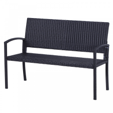 Osoam Kerti pad polirattan kültéri bútor 122x60x87 cm fekete szín kerti bútor