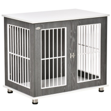 Osoam Kutyaketrec 85x55x75 cm Dogbox közepes és nagytestű kutyák számára, zárható szürke-fehér szállítóbox, fekhely kutyáknak