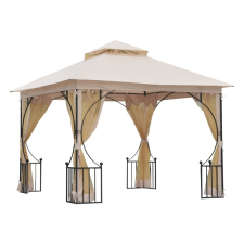Osoam Luxus pavilon kerti sátor 295x295x275 cm bézs partisátor dupla tetős rendezvénysátor kerti bútor