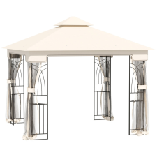 Osoam Luxus pavilon kerti sátor 300x300x274 cm bézs partisátor díszes kerettel rendezvénysátor kerti bútor