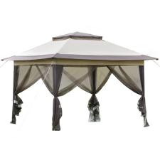 Osoam Luxus pavilon popup kerti sátor 364x364x294 cm barna partisátor rendezvénysátor kerti bútor