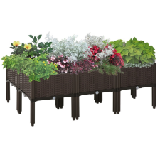 Osoam Polirattan magaságyás 6 darabos készlet 40x40x44 cm kültéri virágtartó, ültető láda kerti dekoráció