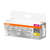  OSRAM Base 230V LED PAR16 spot, plasztik ház, 4,3W 350lm 2700K GU10 − 3 db-os szett, átlagos élettartam: 10000 óra, fényszín: meleg fehér LED BASE PAR16 50 36° 4.3W 2700K GU10 x3 ( 4058075818392 )
