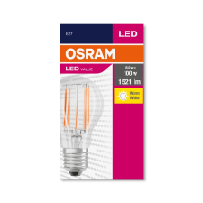  OSRAM Value LED körte, átlátszó üveg búra, 11W 1521lm 2700K E27, átlagos élettartam: 10000 óra, fényszín: meleg fehér LED VALUE CL A 100 FIL 11W 2700K E27 ( 4058075438514 ) izzó