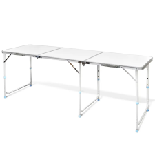  Összecsukható Állítható Kemping Alumínium Asztal 180 x 60 cm kerti bútor