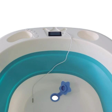  Összecsukható fürdőkád, csecsemők számára, digitális hőmérővel, méretek 81x45x21,5cm, fehér-zöld babafürdőkád