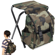  Összecsukható horgászszék hátizsákkal 3 az 1-ben, camo horgászszék, ágy