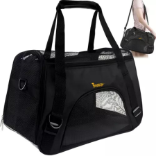 Összecsukható kisállat hordozó vállpánttal * maximális terhelés 8 kg * XL, fekete szállítóbox, fekhely kutyáknak