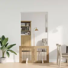  Összecsukható kutyakerítés állványokkal 2 pcs Kézműves Tölgy szállítóbox, fekhely kutyáknak