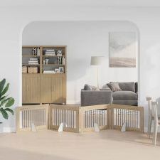  Összecsukható kutyakerítés állványokkal 4 pcs Sonoma Tölgy szállítóbox, fekhely kutyáknak