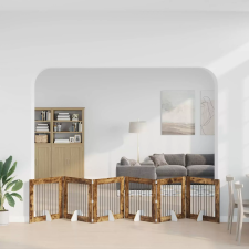  Összecsukható kutyakerítés állványokkal 6 pcs Füstös Tölgy szállítóbox, fekhely kutyáknak