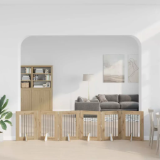  Összecsukható kutyakerítés állványokkal 6 pcs Kézműves Tölgy szállítóbox, fekhely kutyáknak