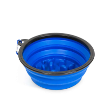  Összenyomható etetőtál (habzsolásgátlóval, kék, 1000 ml) kutyatál
