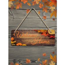 Őszi ajtódísz - Welcome Home grafika, keretezett kép