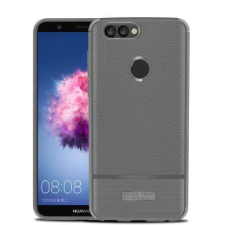 OTT! HUAWEI P Smart, Enjoy 7S, OTT! BRUSH LEATHER SERIES mobiltok, Szürke tok és táska