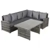  Outsunny, Canapea modulară, Set 3 Buc 2, Metal, Ratan sintetic, Poliester, 188cm x 73cm x 87cm, Gri