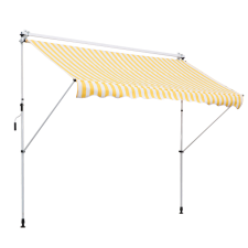 Outsunny előtető, Forgattyú, Támasztó oszlopok, 300x150cm, Fehér / Sárga kerti bútor