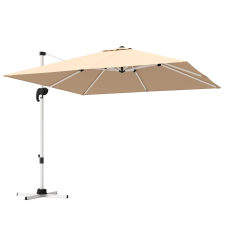 Outsunny Függő Napernyő Tekerővel és Kereszt Alakú Talppal, UPF50+, Khaki kerti bútor