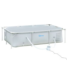 Outsunny Medence, acél / PVC szűrő / szelep, 252x152x65cm, fehér medence