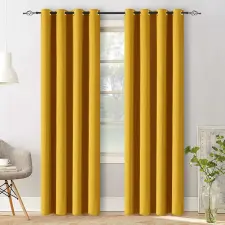  OXFORD sárga függöny 140x250 cm Felfüggesztés: Fém gyűrűk lakástextília