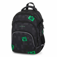  OXY SCOOLER iskolai hátizsák - 28 literes - fekete zöld kockafejek - Cube iskolatáska