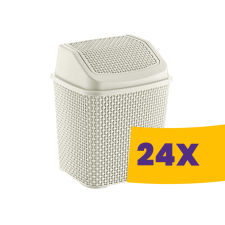 Özer Plastik Rattan hatású fürdőszobai billenőfedeles szemetes Krém 6L (Karton - 24 db) szemetes