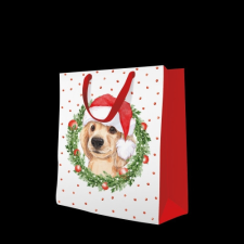 P.W.AGB2017905 Xmas Dog papír ajándéktáska large 26,5x33,5x13cm ajándéktasak
