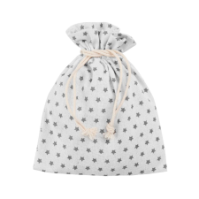 PACK-A-BAG zsák fehér/szürke csillagos 14x18cm karácsonyi dekoráció